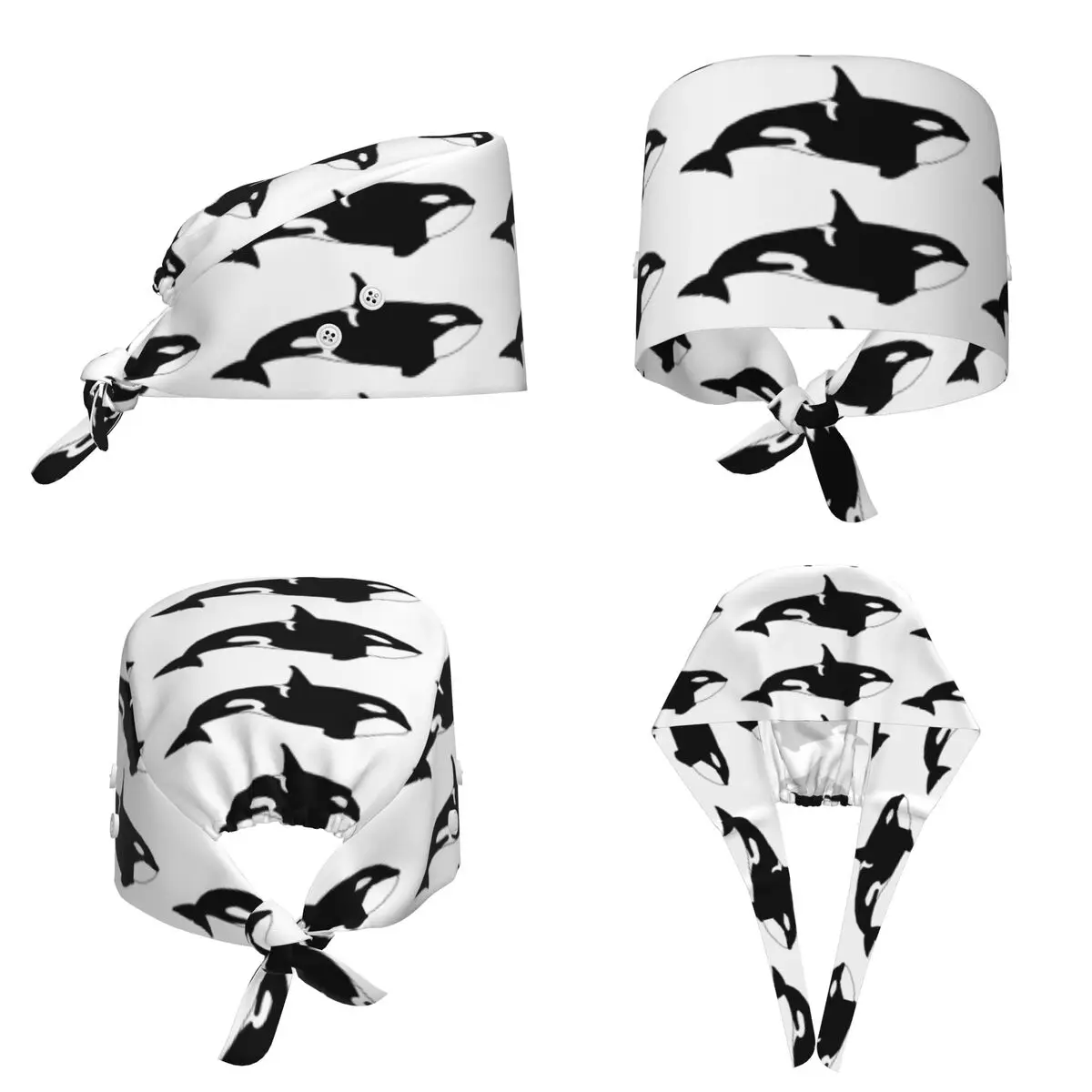 Killer Whale (Orcinus Orca) Scrub Hat Doctor Working Surgical Cap Men Women Adjustable Nursing Caps for Dentist