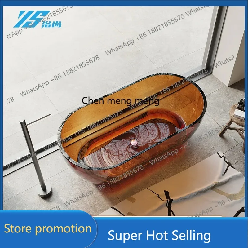 

A17 Crystal transparent colored resin bathtub, integrated independent couple bed and breakfast hotel bathtub customization