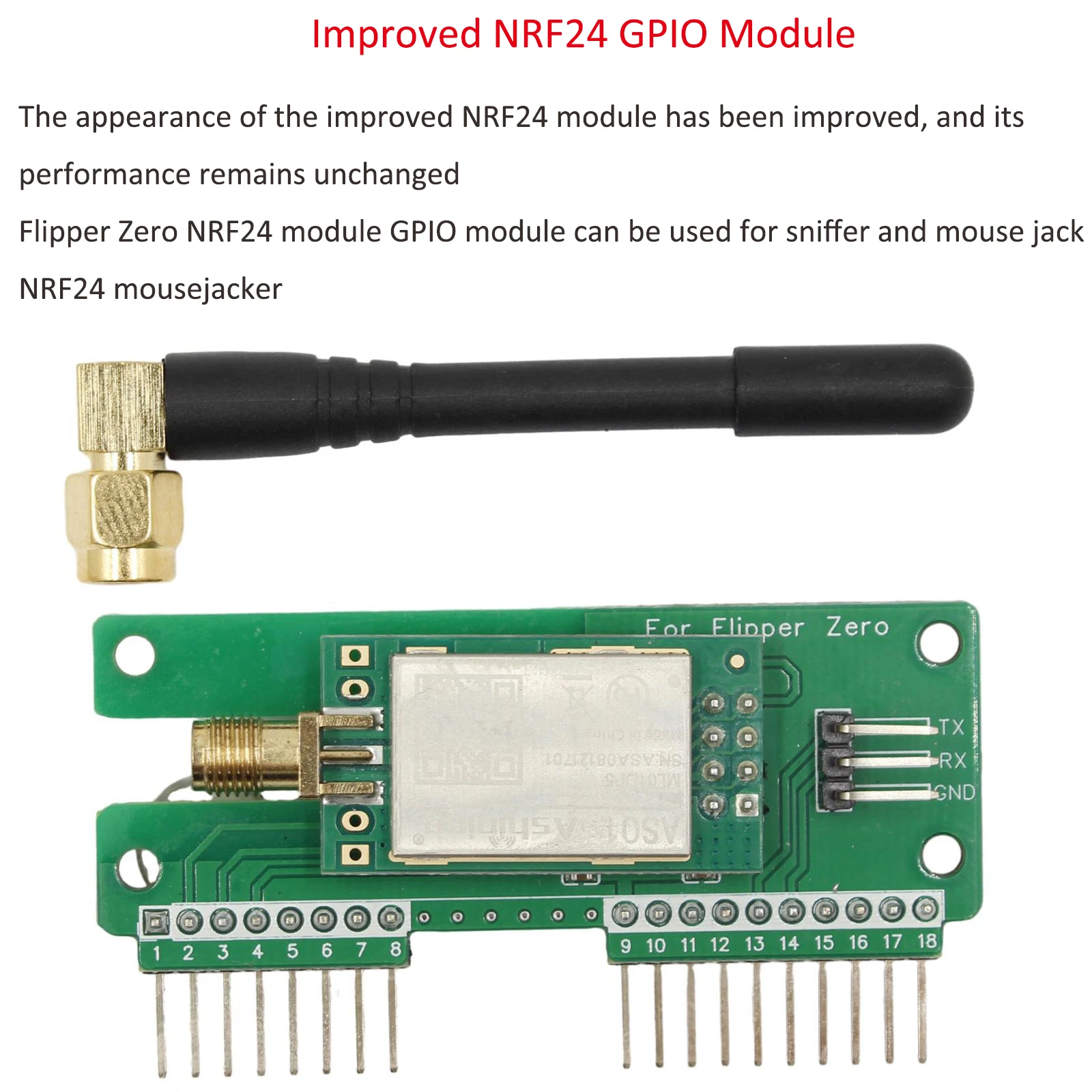 Improved Flipper Zero WiFi Multiboard NRF24+ESP32 Development Board/CC1101 SubGhz Module/ESP8266/GPIO Module/Air Mouse Module