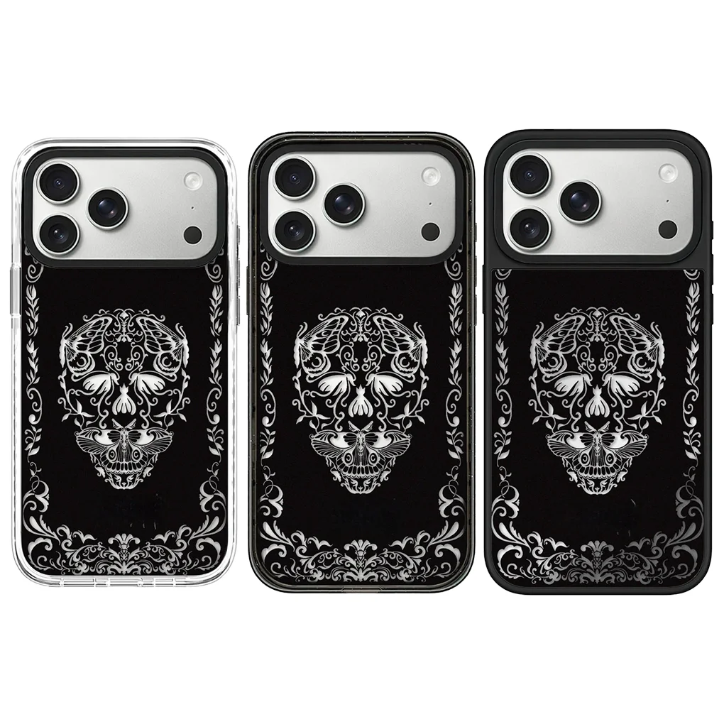 

Patterned Skull Mirror / Acrylic Magnetic Case: Compatible With IPhone 17 16 15 14 13 12 Pro Max 17 Air