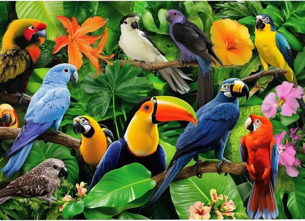 

Bird Parrot Puzzles Wooden Jigsaw Puzzles 120/300/500/1000 Pieces Educational Toys for Adults/Kids Birthday Gift Family Game