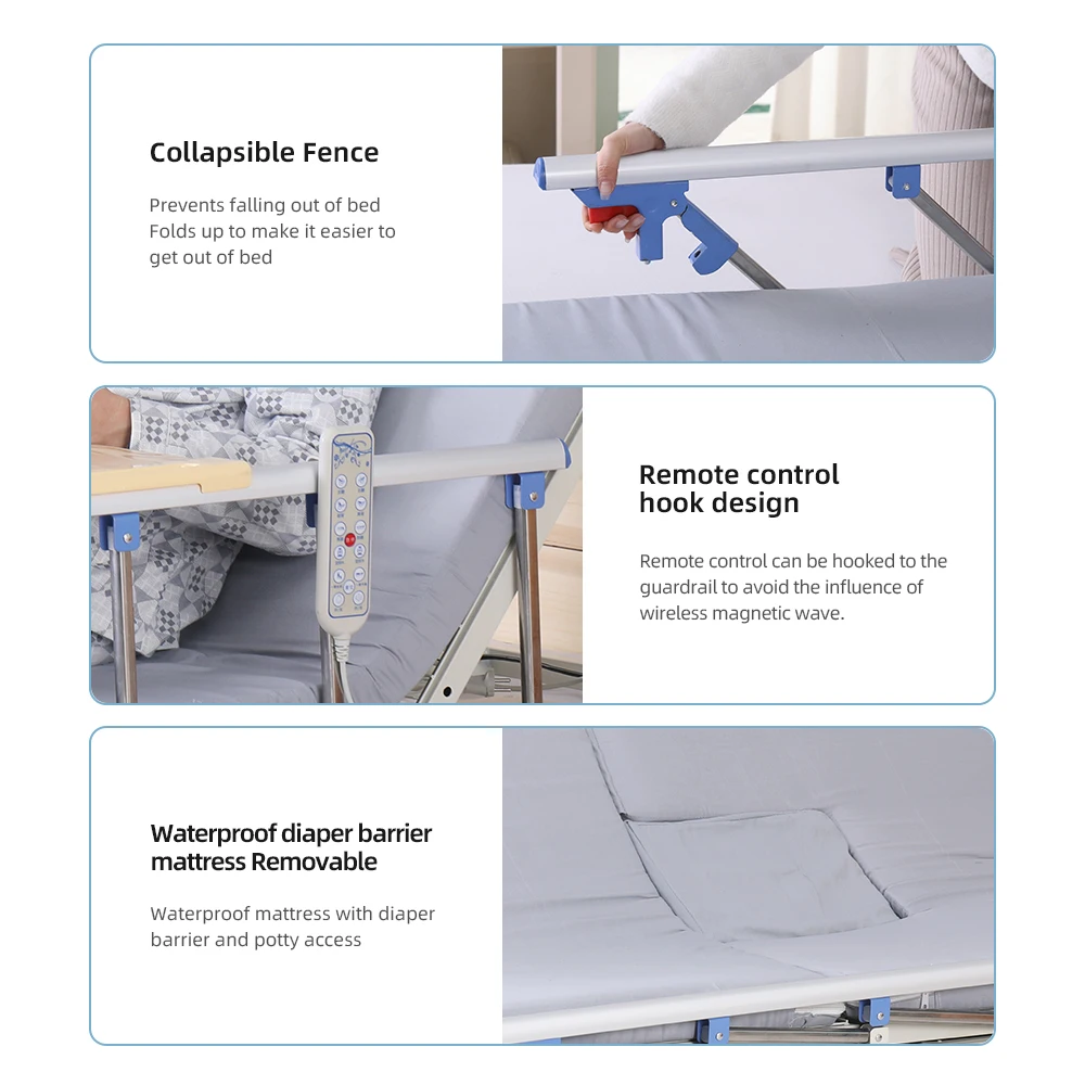 Multi Function Electric Turn Over Lifting Back Leg Device Adjustable Bed Backrest Frame for Elderly Care
