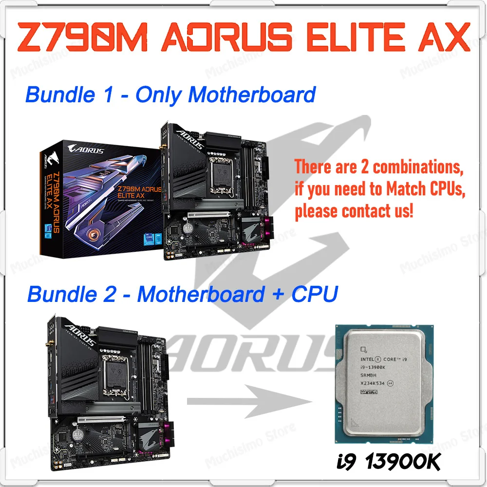 Intel Core i9 13900K Processor CPU With LGA 1700 Intel Z790 Motherboard Gigabyte Z790M AORUS ELITE AX DDR5 Motherboard 128GB M.2