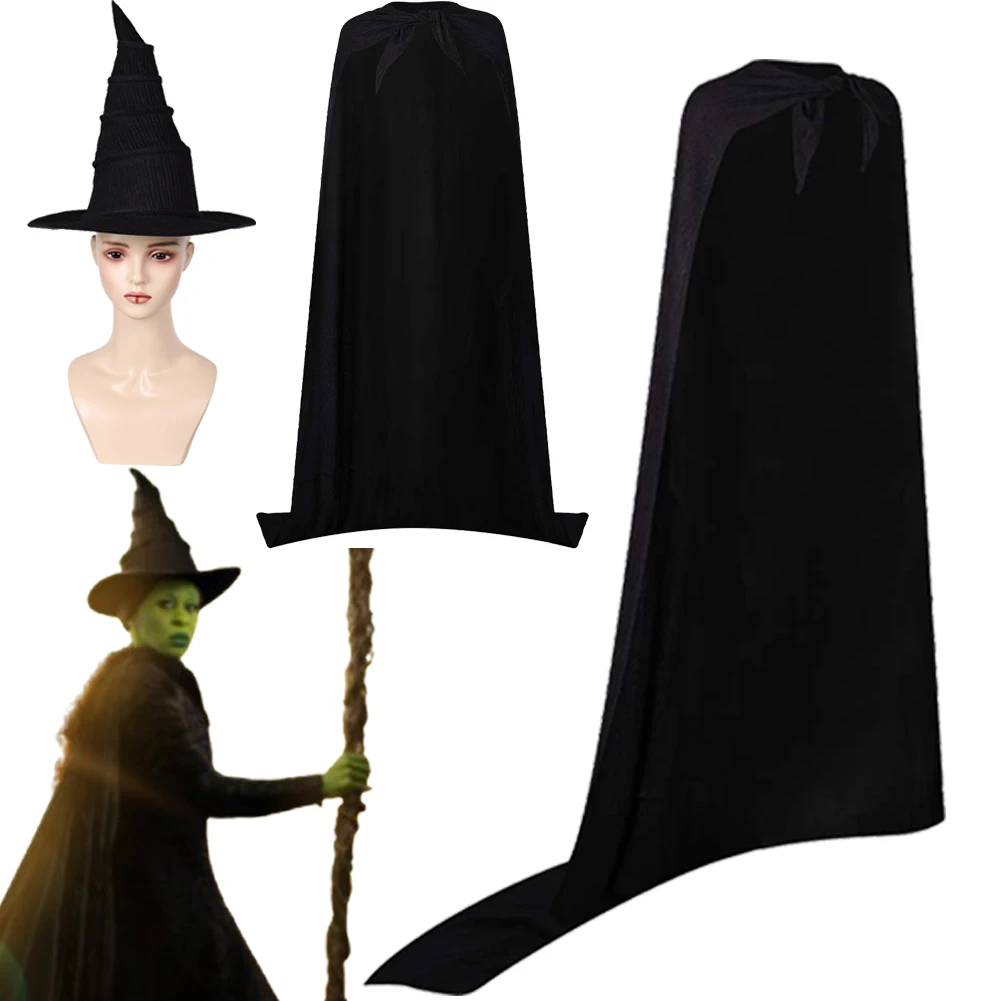 Elphaba Cosplay méchante sorcière Cosplay cape noire chapeau sorcière Costume déguisement pour filles femmes adulte Halloween carnaval fête Costume