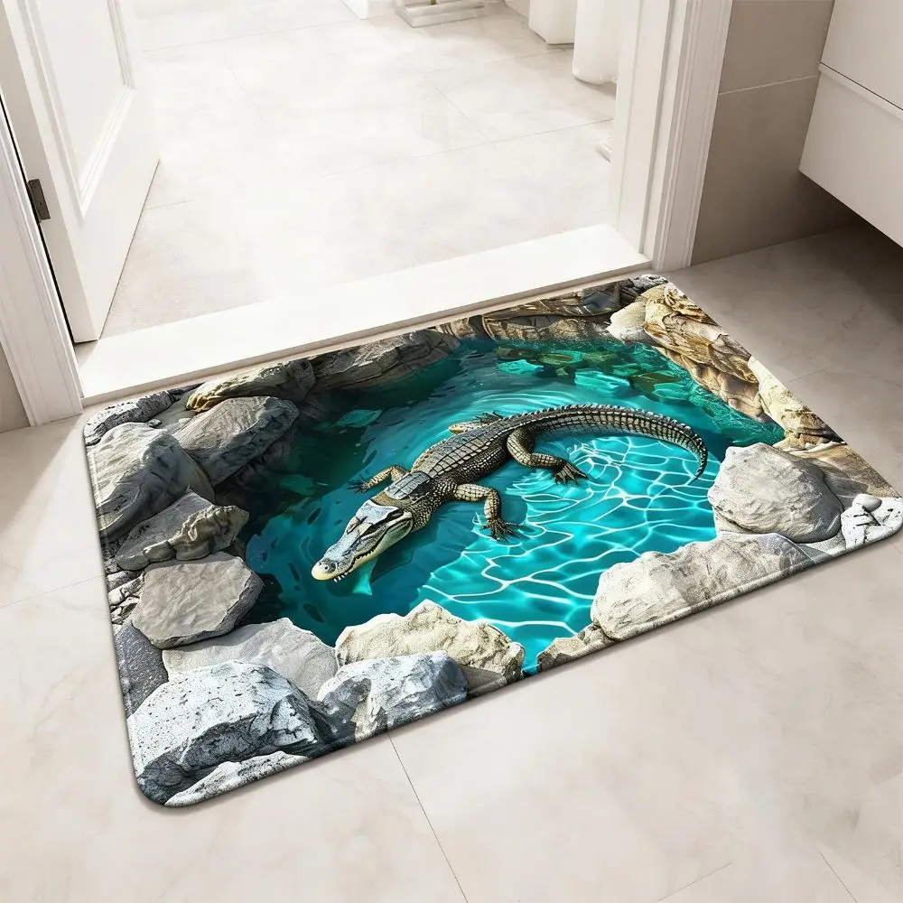3D Flat Optical Illusion Doormat Realistic Design Non-slip Bathroom Carpet Abrasion-resistant Durable Bedroom Door Rug Entrance