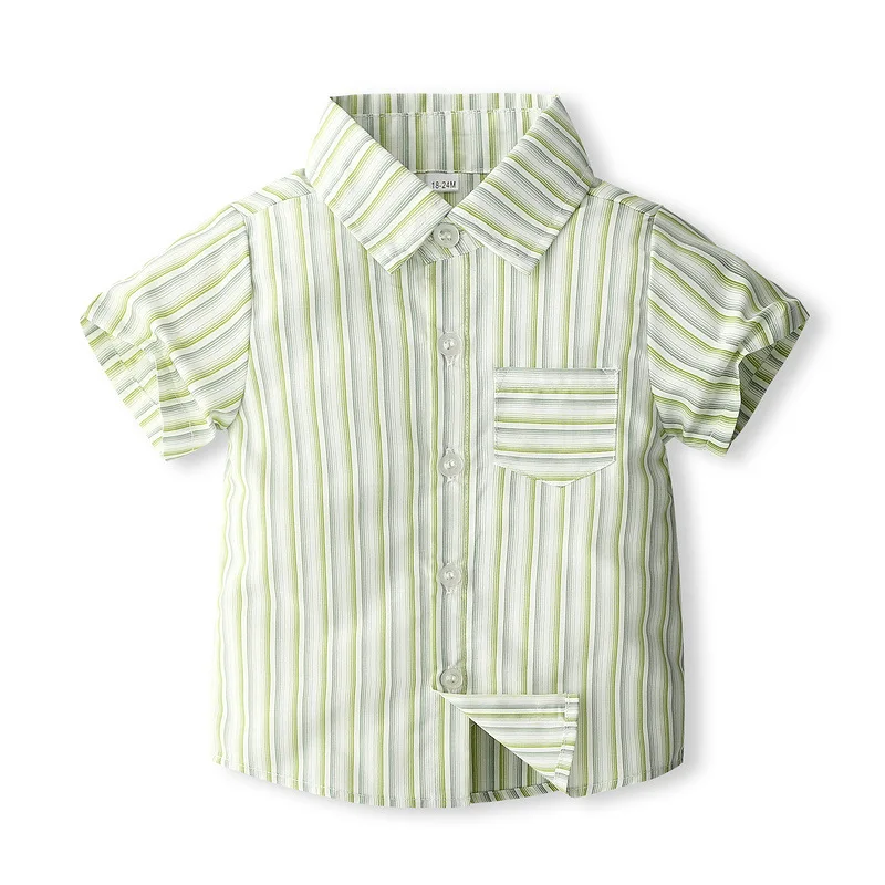 Summer Baby Boy Outfit Clothes Korean Fashion Stripe Short Sleeve Tops+Shorts+Straps+Tie Children's Sets Kids Clothing BC1769-1