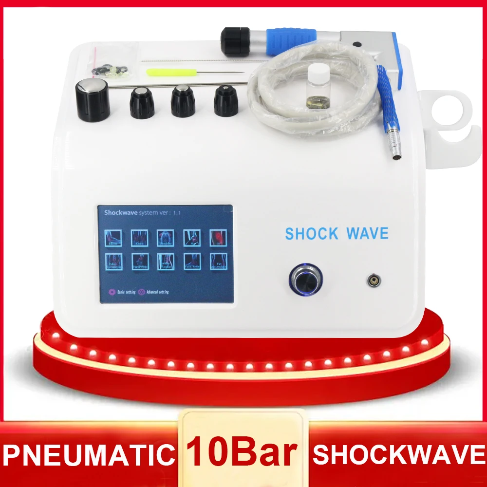 

10 Bar Pneumatic Shockwave Therapy Machine Shock Wave For ED Treatment Deep Tissue Percussion Body Massage Relax Muscle Massager