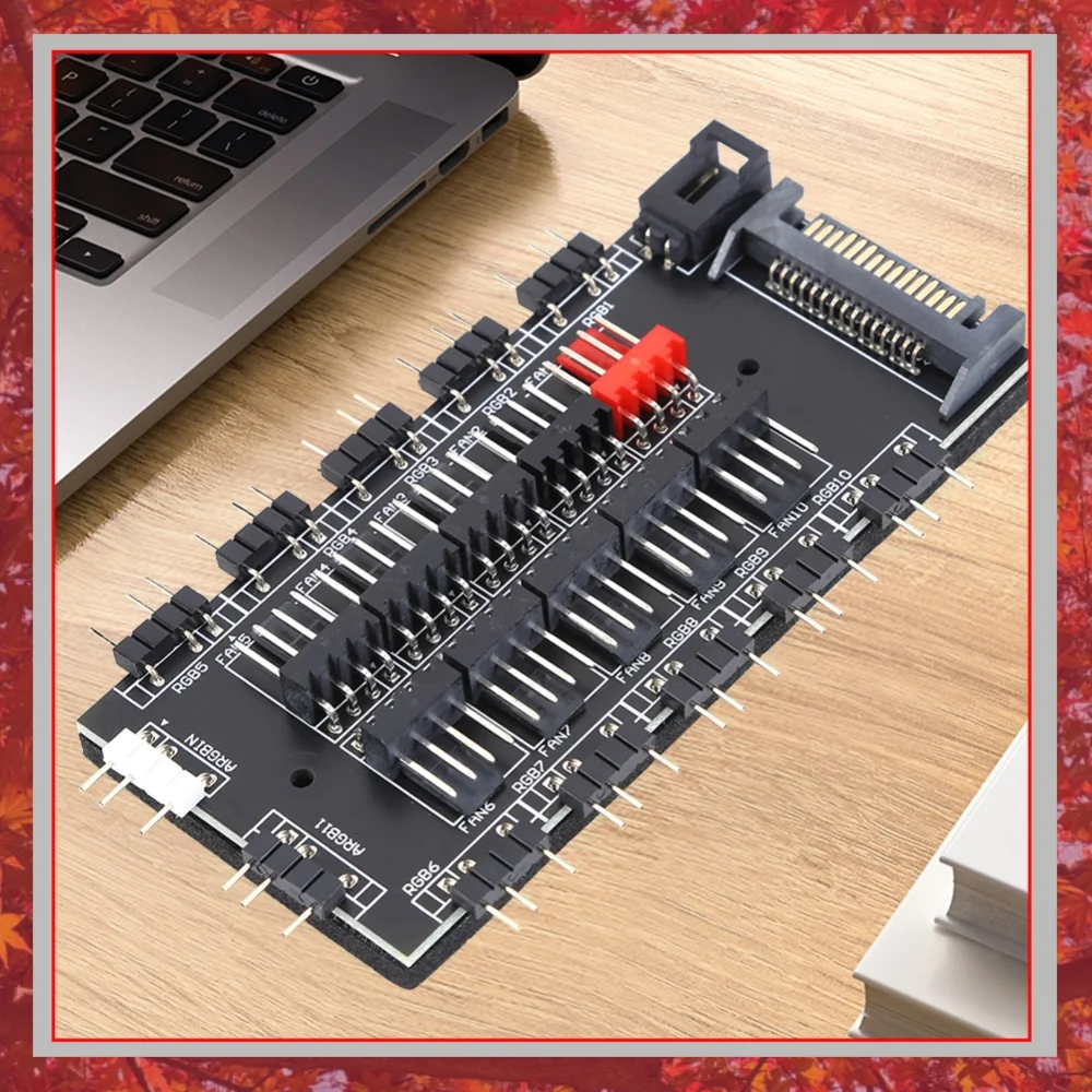 2 in 1 Cooling Fan Hub 5V 3PIN ARGB SATA Power Splitter Adapter HUB 12V 4PIN PWM Computer Accessories 10 Way for PC Chassis Case