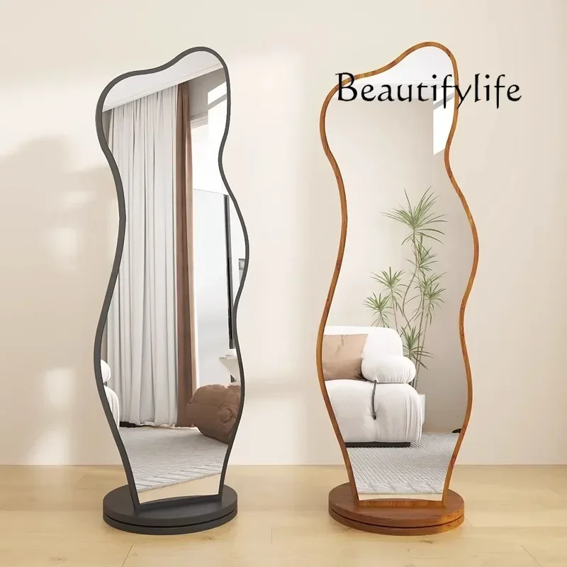 Rotatable full-body mirror Household full-length mirror Multifunctional floor fitting mirror Hanging clothes integrated