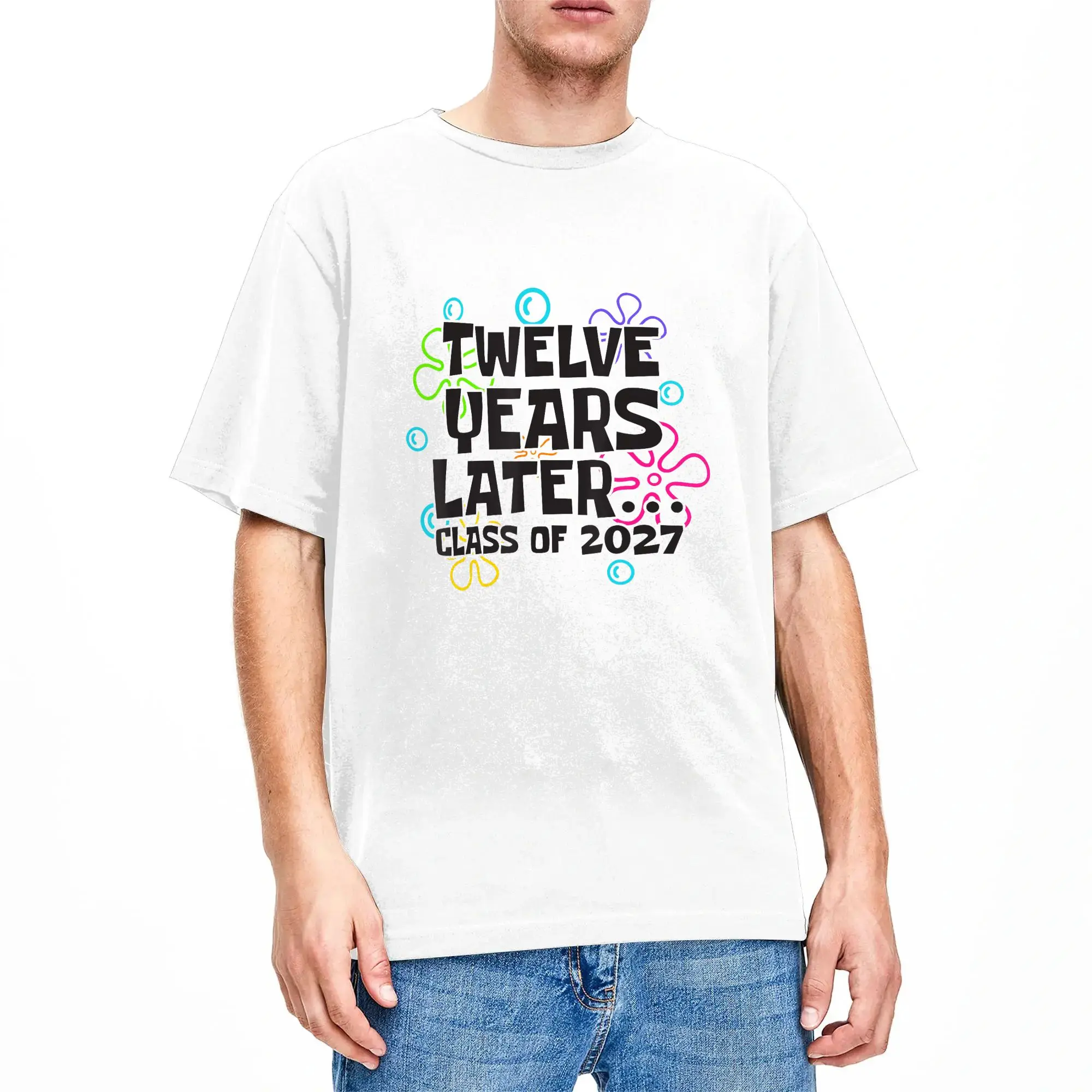 Funny Class of 2027 Senior 2027 Twelve Years Later T Shirt Summer  Vintage T-Shirts Cotton Trendy Cool Tshirt For Man Print Tops