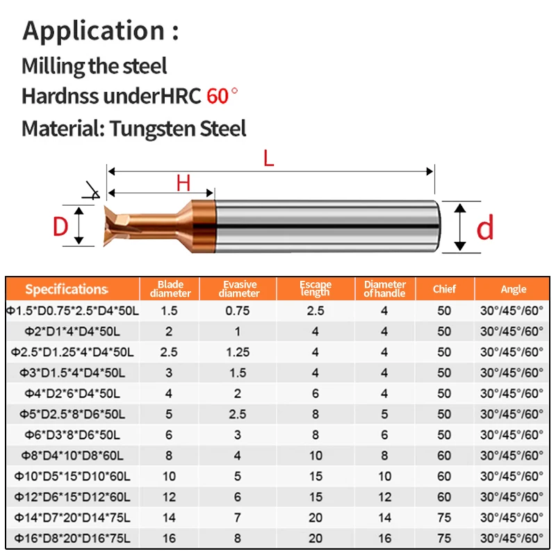 拡大鏡hrc60超硬フライスカッター、タングステン鋼CNCフライス盤、30 45 60エンド、1mm〜16mm、1mm〜16mm