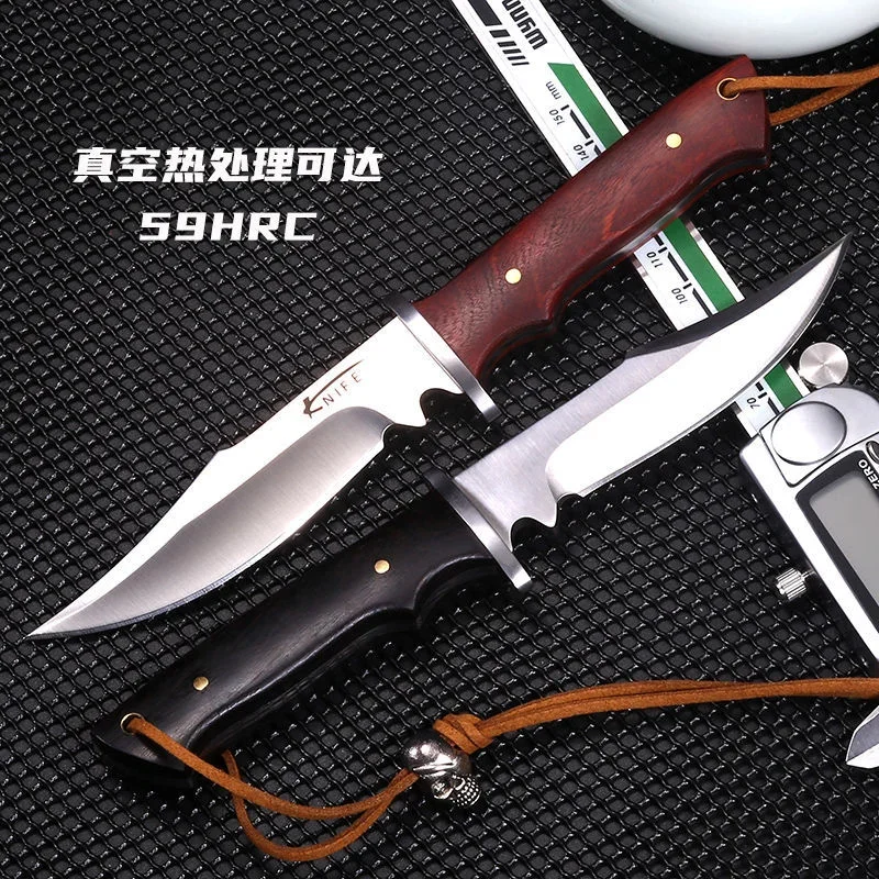 Full Tang Mini Pocket Knife with Leather Sheath Fixed Blade Knives Military Camping EDC Outdoor Survival Bushcraft Hunting Knife