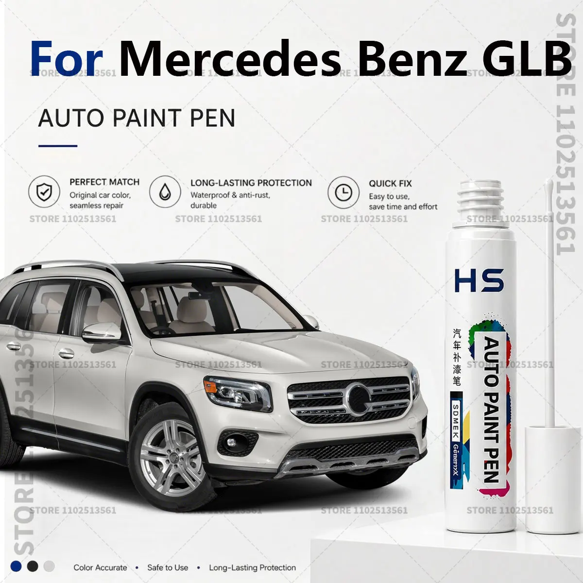 Touch Up Paint Pen – Quick Car Scratch Repair for Chips & Minor Scratches For Mercedes Benz GLB blue white night black Silver