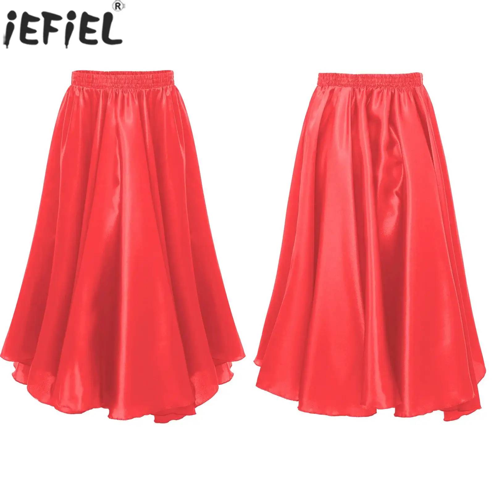 Girls Flamenco Spanish Paso Doble Bullfight Dance Skirt Ballroom Latin Tango Performance Costume 360 Degree Chiffon Maxi Skirts