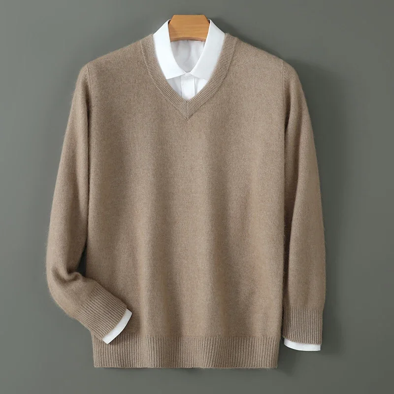 Pull en cachemire à col en V pour homme, haut optique, veste, 100% fourrure de vison, à manches longues, DBR D25, automne et hiver, nouveau