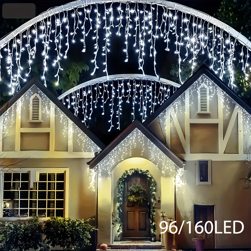 أضواء جليد خارجية تعمل بالطاقة الشمسية مع 8 أوضاع زينة عيد الميلاد الاحتفالية خارج ضوء LED بالطاقة الشمسية لحفلات الزفاف