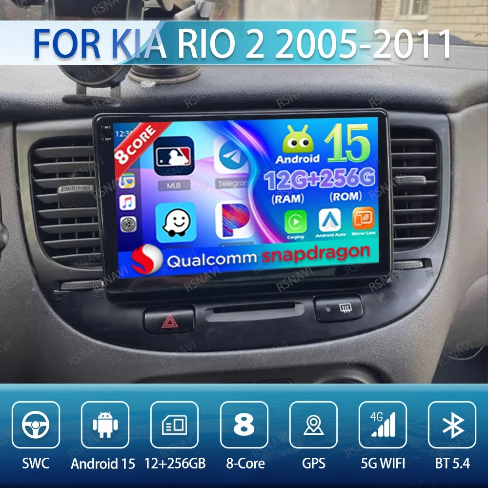 

Android 15 Car Radio For Kia Rio 2 2005-2011 Multimedia QLED Wireless Carplay Auto Navigation Viedo Player Autoradio GPS BT