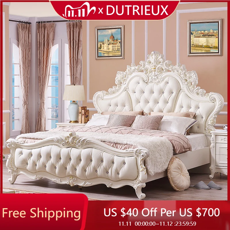 

Wooden Beauty Bed Decoration Clear Lounge Unique European Rectangle Irregular Bed Large Size Letto Matrimoniale Trendy Furniture