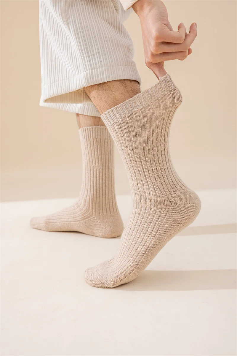 3 paar Winter Dicke Warme männer Wolle Socken Hohe Qualität Harajuku Retro Merino Wolle Casual Socken Große Größe Lange socken – Detail 9