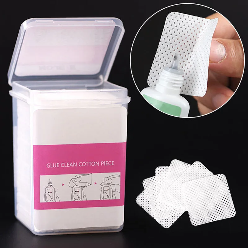 200pcs Lint-Free Paper Cotton Wipes Eyelash Extension Glue Remover Soft Non-woven Fabric Nails Art Remover Pads Makeup Tools