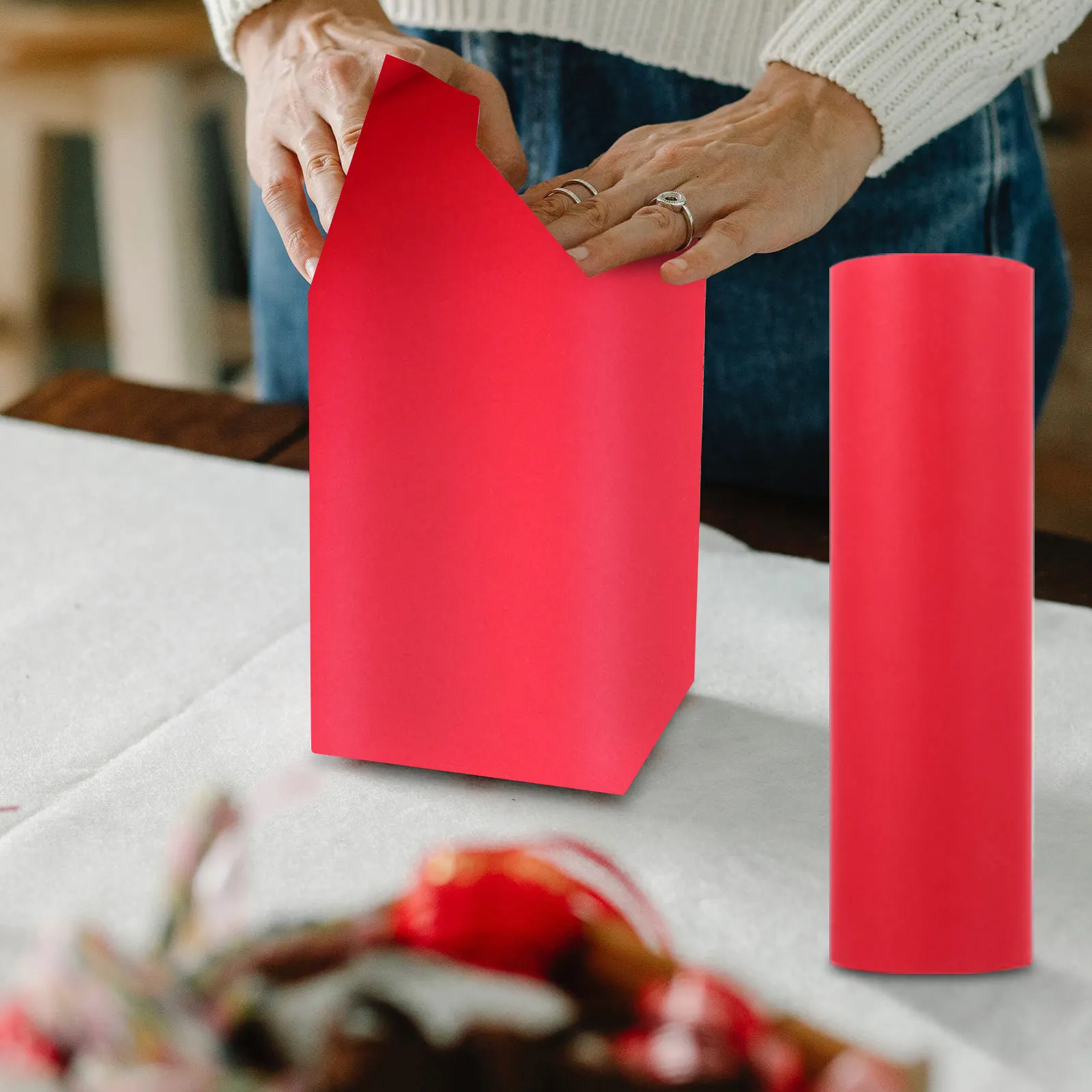 1 لفة ورق كرافت أحمر لتغليف أكياس الهدايا ترتيبات الزهور DIY الحرف اليدوية حماية الشحن ديكور ورق تعبئة الزهور