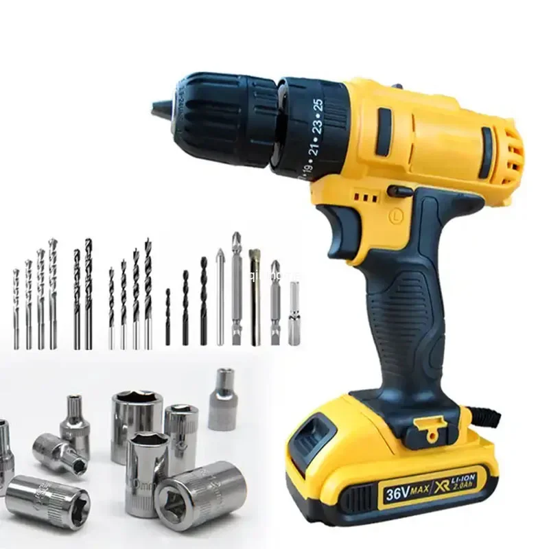 Electric Hand Drill Dual-Function Lithium Battery Household Installation Woodworking Drilling Cordless Rechargeable Screwdriver