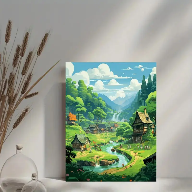 PhotoCustom Diy Painting By Numbers Kit Mountain Scenery Paint By Numbers For Adults Landscape Crafts
