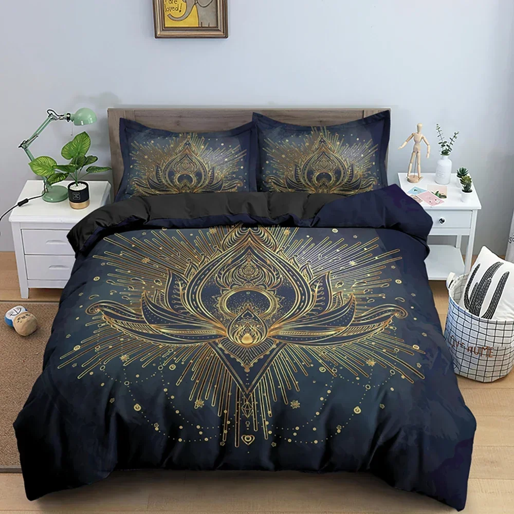Bohemian Lotus Bedding Set Mandala Bedding Set Single Twin Double Queen King Cal King Size Bed Linen Set