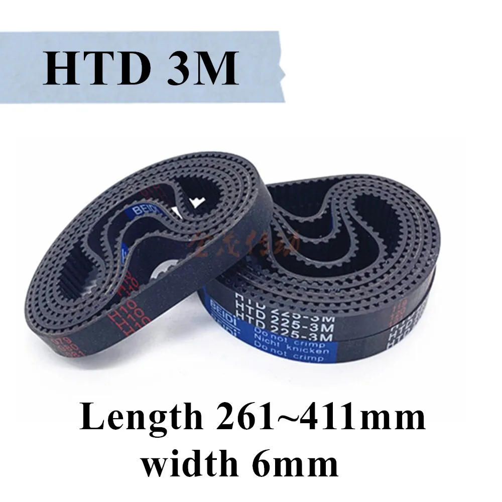 HTD 3M Rubber Annular Synchronous 3mm Pitch Length Belt Bandwidth 6mm Perimeter 261mm-411mm For 3D Printer