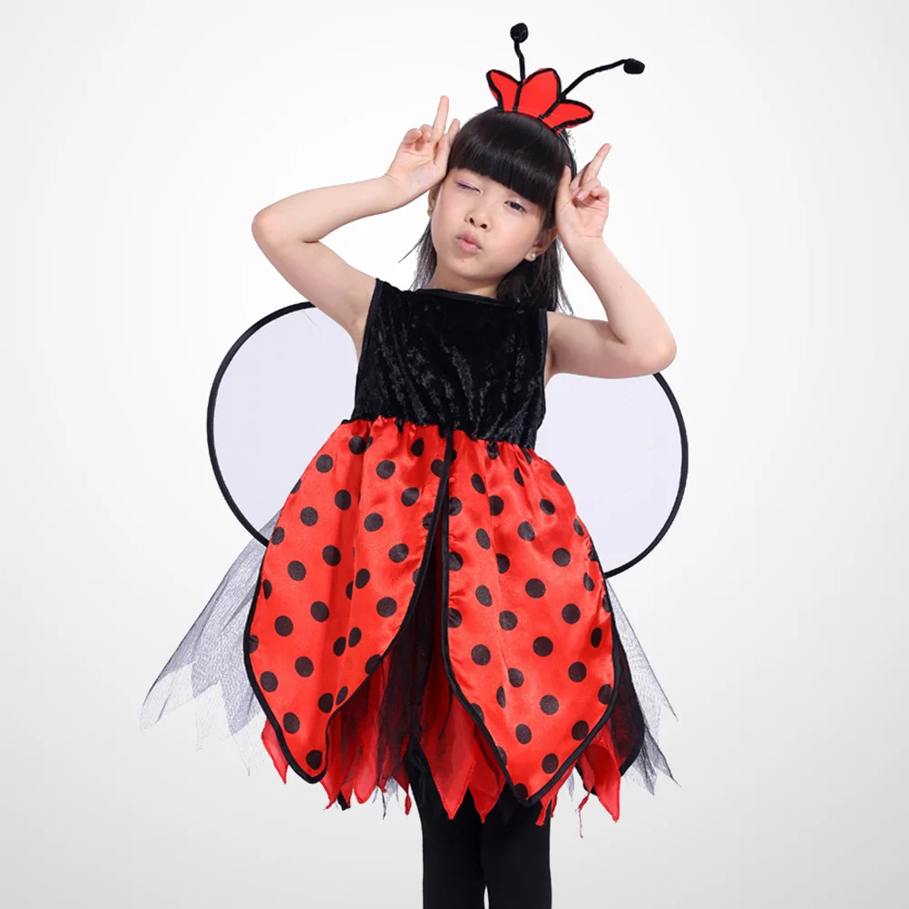 

2Pcs Ladybug Costume Dress Wings Set for Kids Girls Lightweight Halloween Christmas Party Play Clothing Accessories