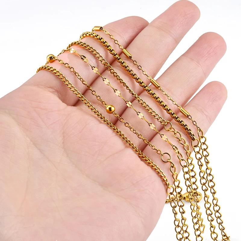 Stainless Steel Charms 17+5cm Jewelry Bracelets for Women Delicate Anklet Gold Color Creation DIY Chain Accessories Not Fade