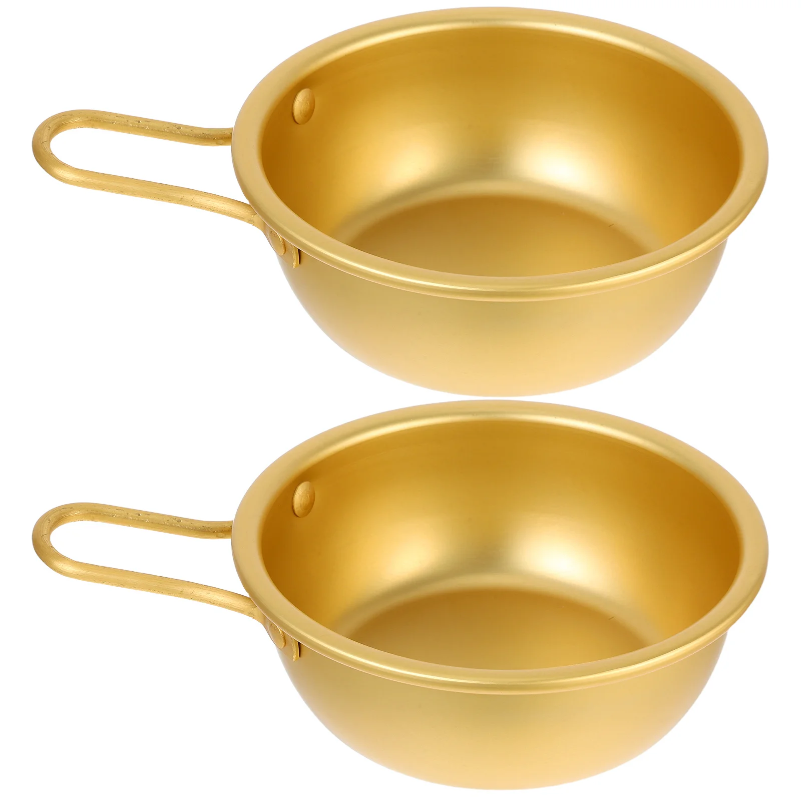 

2Pcs Korean Style Aluminum Rice Wine Bowls with Handles Ideal for Serving Soup Ramen Camping Lightweight Stylish Design