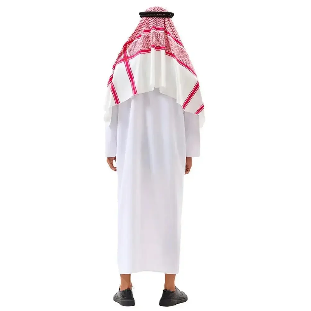Arabian Dubai Costume Uae Sheik Cosplay White Robe Headscarf for Wealthy Saudi Birthday Costume Halloween Rich Man Outfit Polyes view 2
