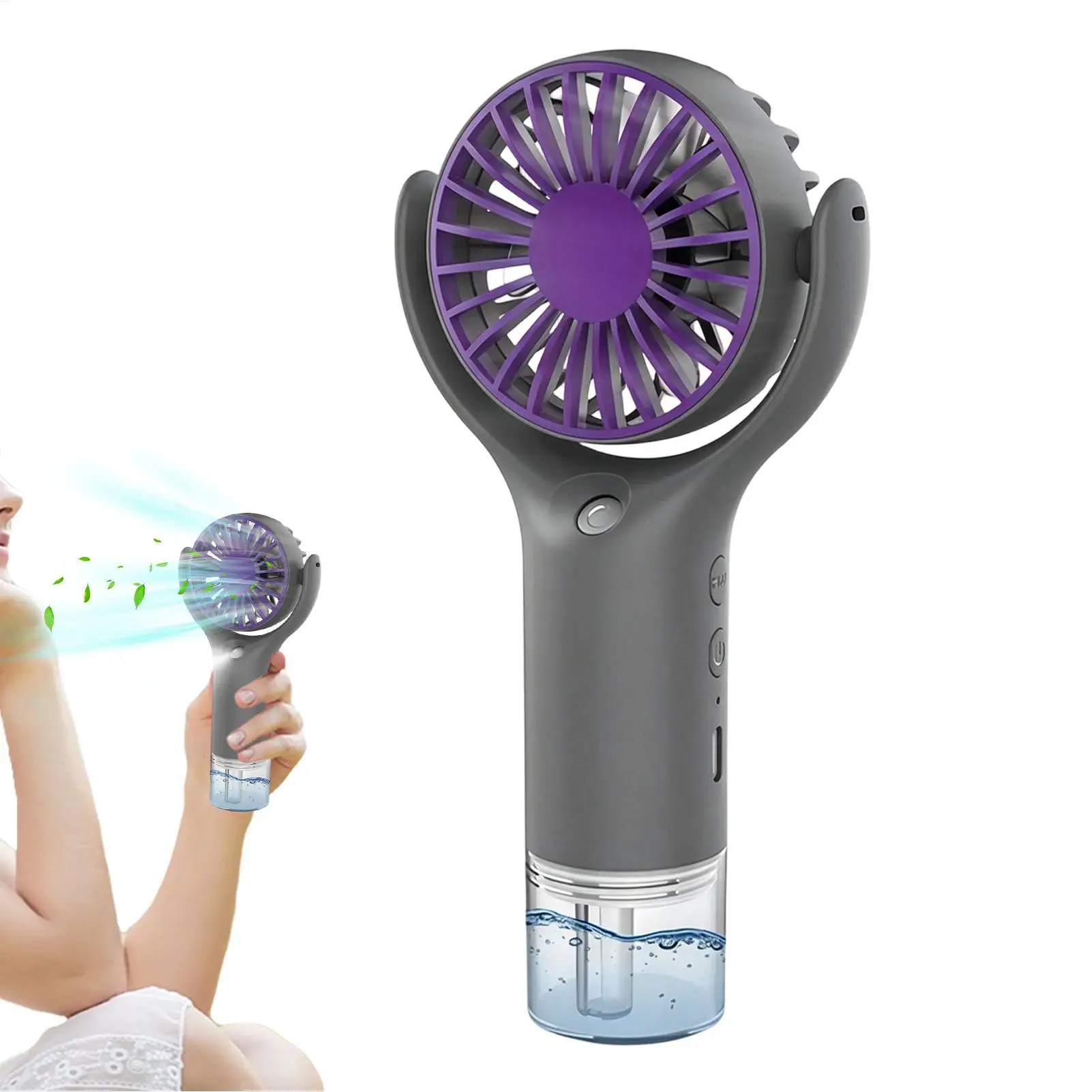 Mini Fan With Mist USB Charging 3-Speed Spray Cooling Fan Handheld USB Rechargeable Humidifier Fan Mini Spray Fan Outdoor Fan