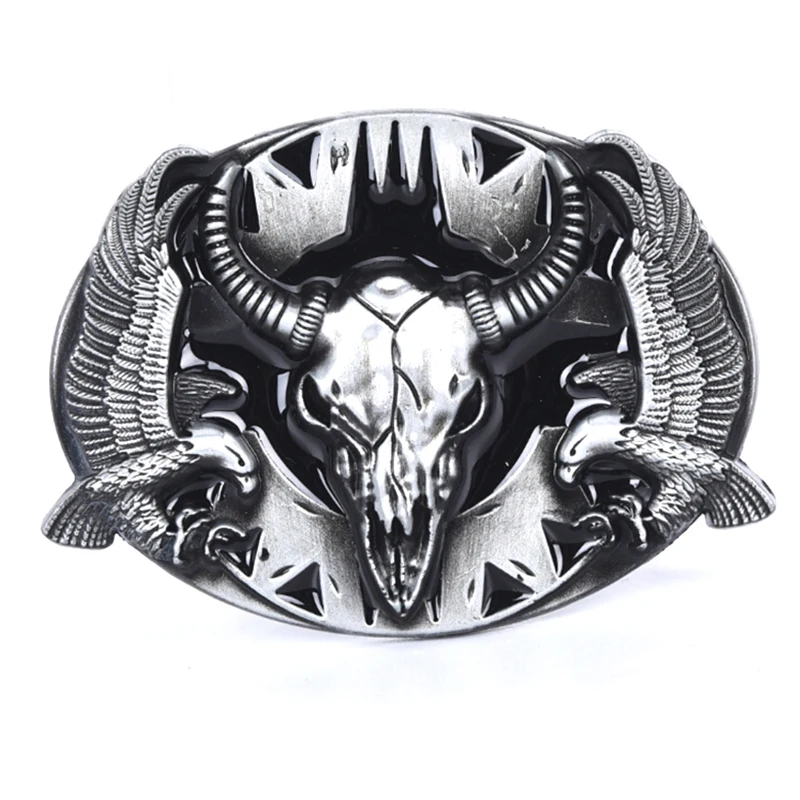 Hebilla de cinturón para hombre, hebilla de cinturón, flor de vaquero occidental, parte inferior de vaca, águila voladora, accesorios de Metal