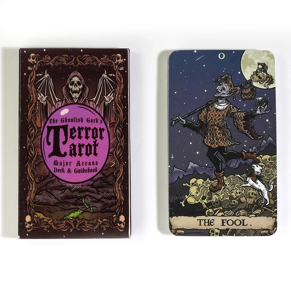 Newest 22pcs CardsThe Ghoulish Garb Terror Tarot  Major Arcana Tarot Card Deck Gothic Halloween Tarot Deck Board Games