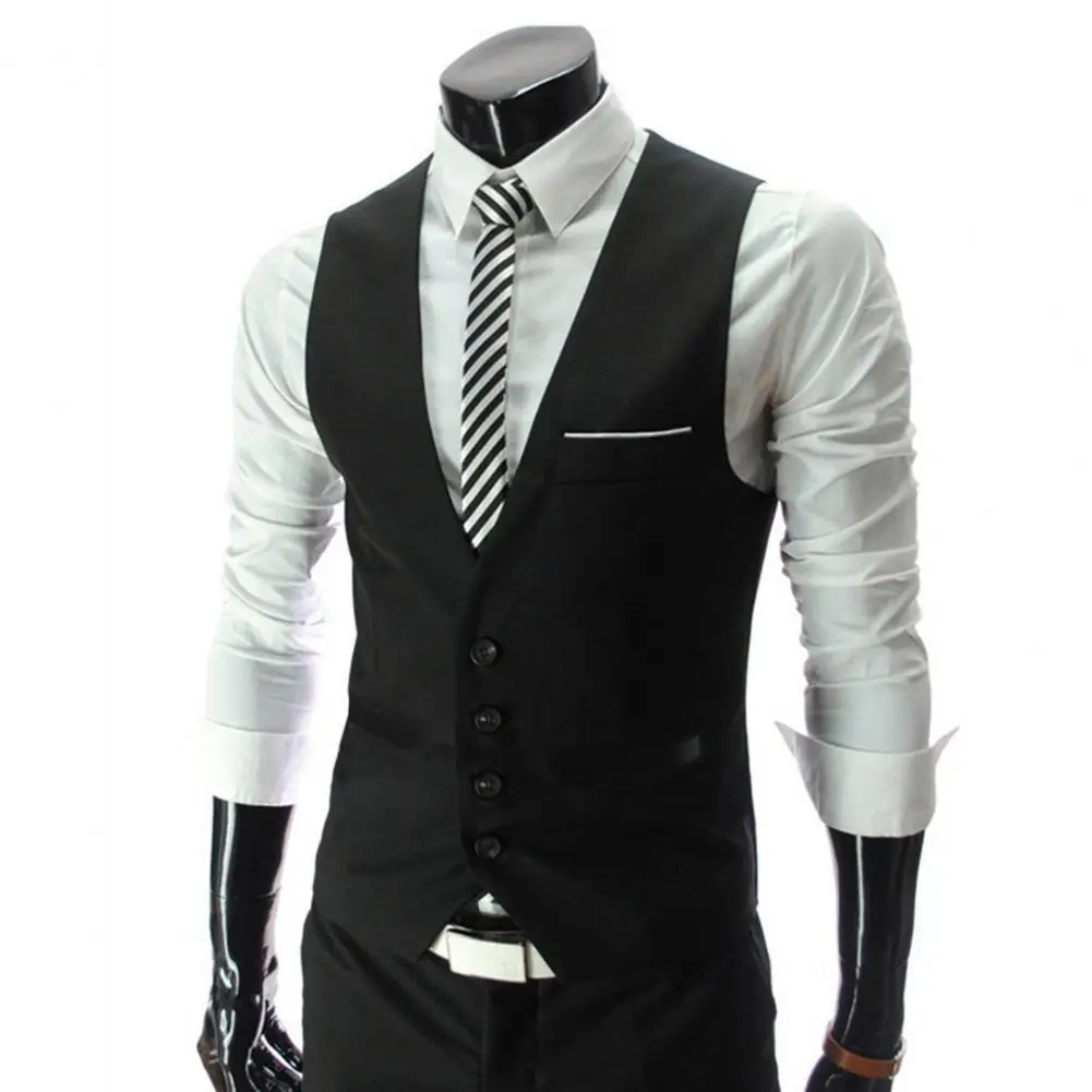 Chaleco Blazer para hombre, traje de un solo pecho, chaleco ajustado para hombre, chaleco informal sin mangas para hombre, chaleco Formal de negocios, talla asiática