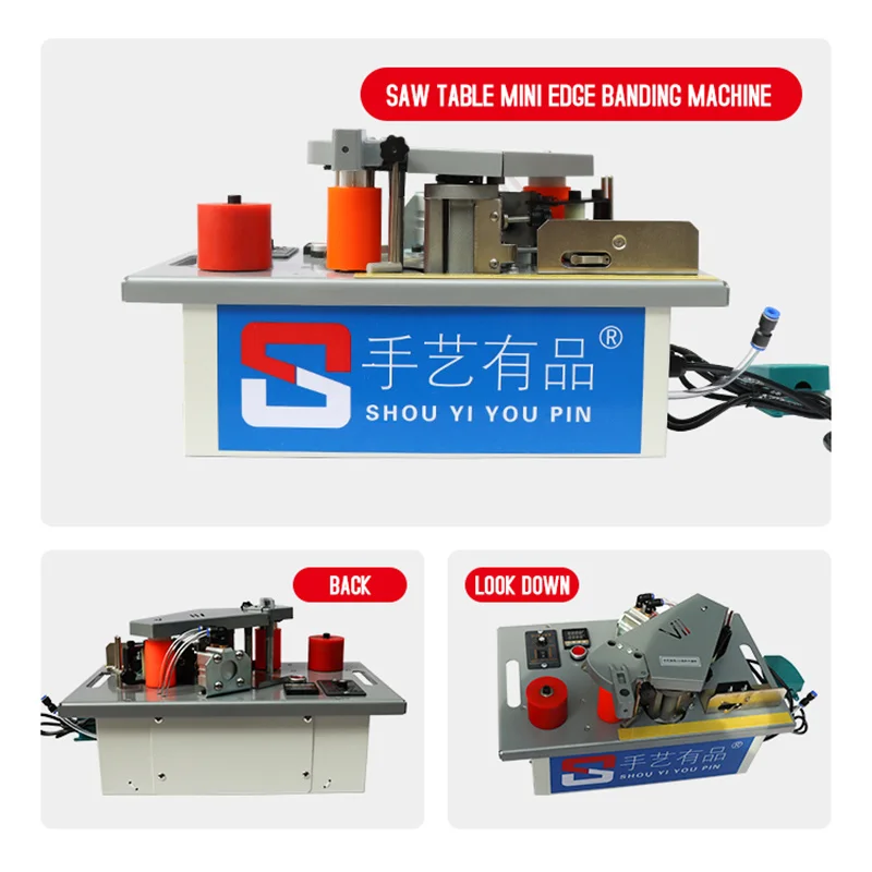 Mini Manual Edge Banding Machine Straight and Curve Double Sided Tape Speed Control Wood Mini Edge Banding Machine