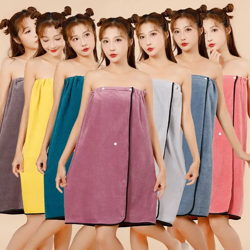 Cotton Bath Towel Wrap Bathrobe Thickened Soft Absorbent Quick Dry Velvet Wearable Plus Towel Hotel Bathing Sleepwear