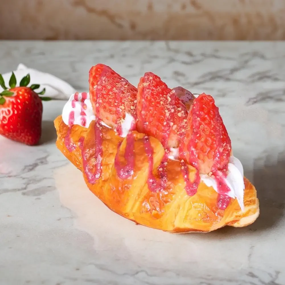 Slow Rise Squishy Toy Croissant, Bakery Simulation Stress Reliever for Anxiety, Realistic Bread Figure Desk Decor