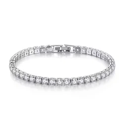 S925 Sterling Silver Bracelet Zirconia Tennis Ball Women Fashion Simple Engagement Wedding Charm Jewelry 4mm 16-20cm