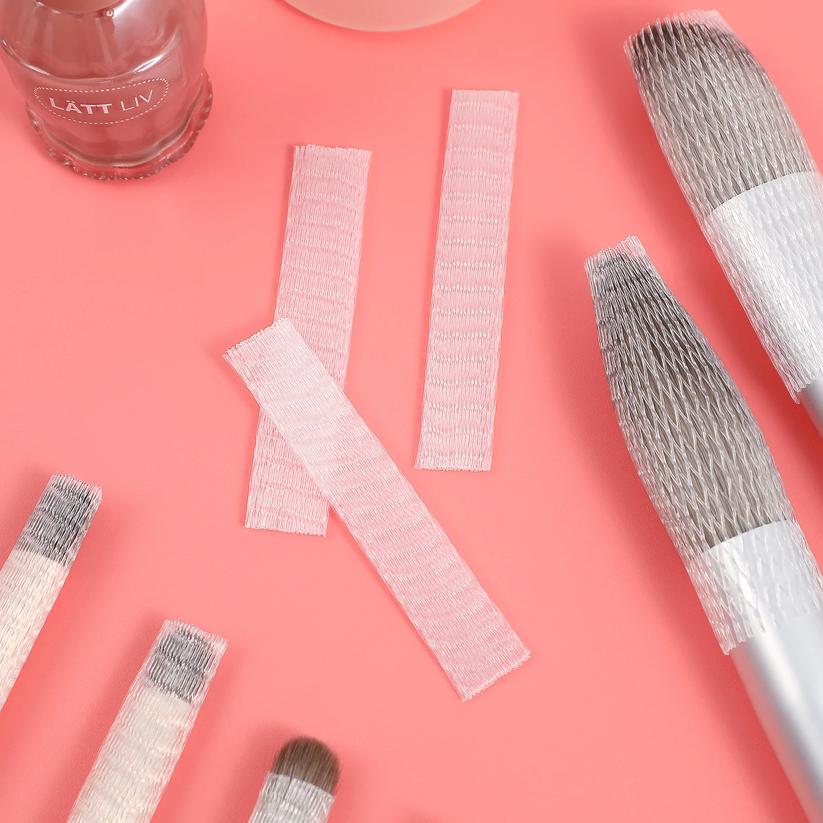 100 Stück Make-up-Pinsel-Schutzhüllen, erweiterbares Netznetz für den täglichen Gebrauch, Reise-Make-up-Werkzeug, Zubehör, Stiftschutz, wiederverwendbar, langlebig