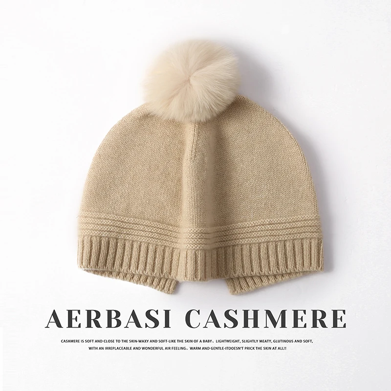 

Women Hat Winter New 100% Pure Cashmere Knitted Headgears Soft Warm Hats Lady Fashion Casual Thicken Cap Quality Cashmere Cap