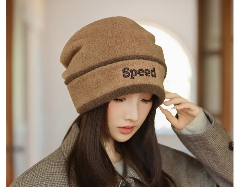 قبعة صغيرة مترهلة مبطنة بالصوف للنساء - قبعة شتوية دافئة للأذن في الهواء الطلق، قبعة تنحيف الوجه ومتعددة الاستخدامات للطقس البارد #5