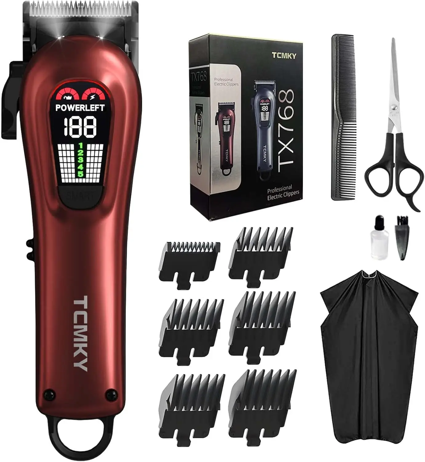 

Professional Cordless & Corded Hair Clippers for Men, Rechargeable Trimmer Kit with LED Display and Adjustable Gears