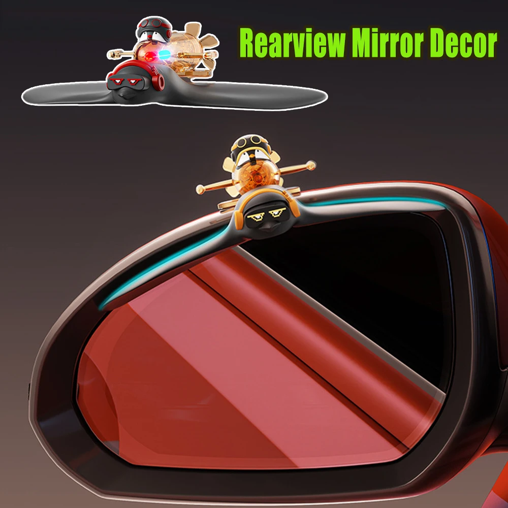 Auto Accessories Wind Powered Light Up Car Rain VisorDazzling Penguin Design Side Mirror Deflector Anti Rain Guard Universal Fit