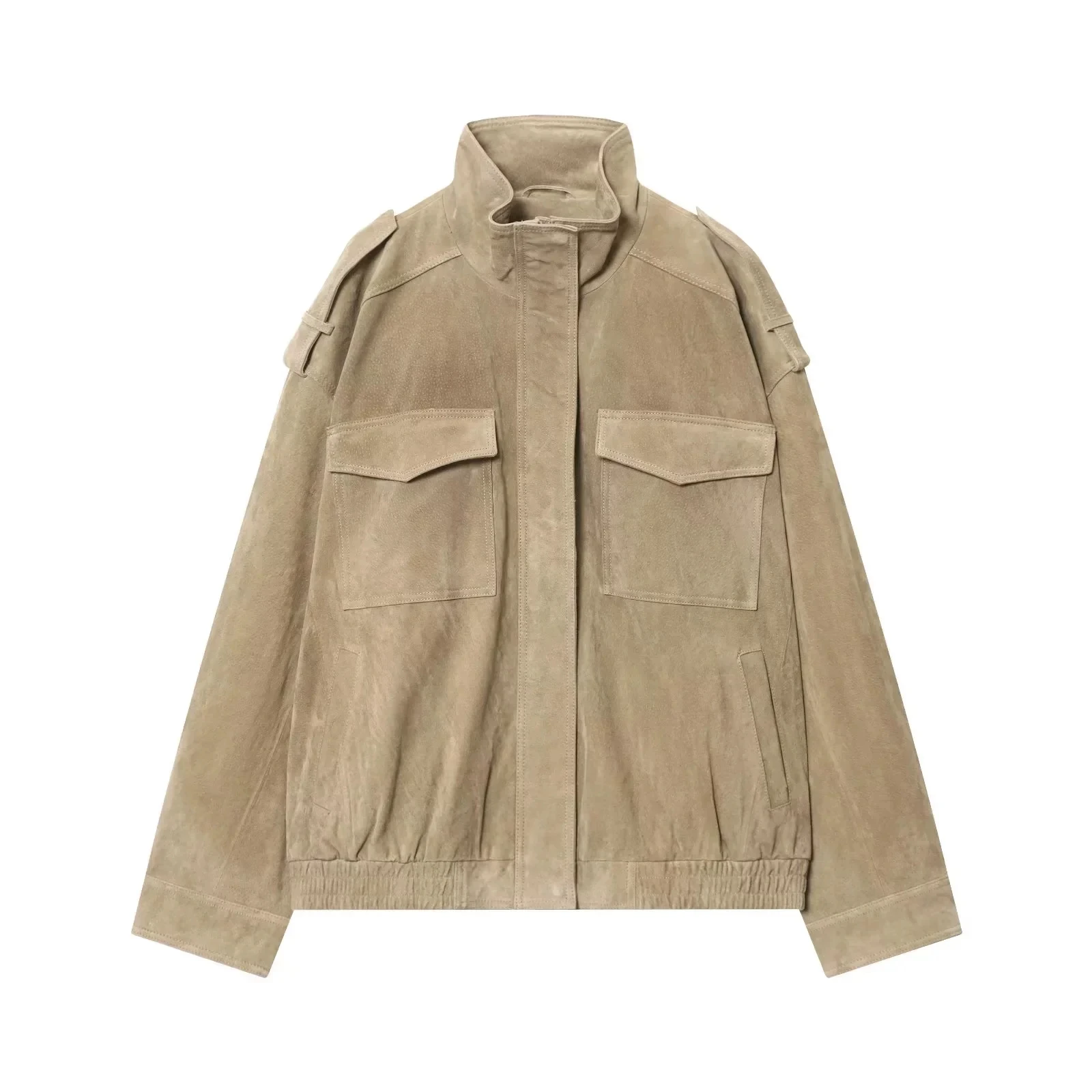 

Women Suede Jacket New Spring Fashion Long Sleeve Zipper Loose Jackets Coat Chic Top Female High Street Casual Outerwear 2026