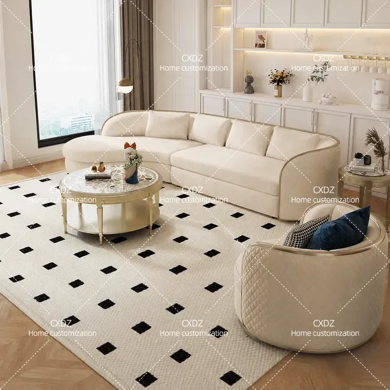 Light Luxury Special Shaped Corner Sofa Golden Velvet Fabric Sectional Sofa Set for Living Room Modern Elegant Home Furniture
