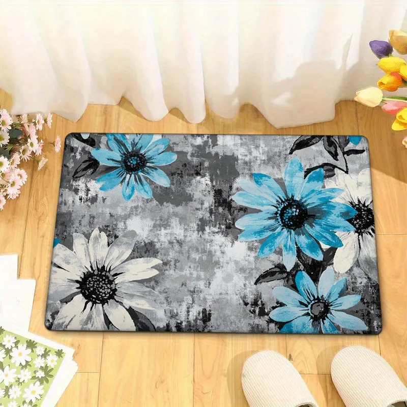 

Винтажный напольный коврик с цветочным узором, изготовленный из полиэфирной ткани, можно стирать в машине, подходит для украшения гостиной и спальни.