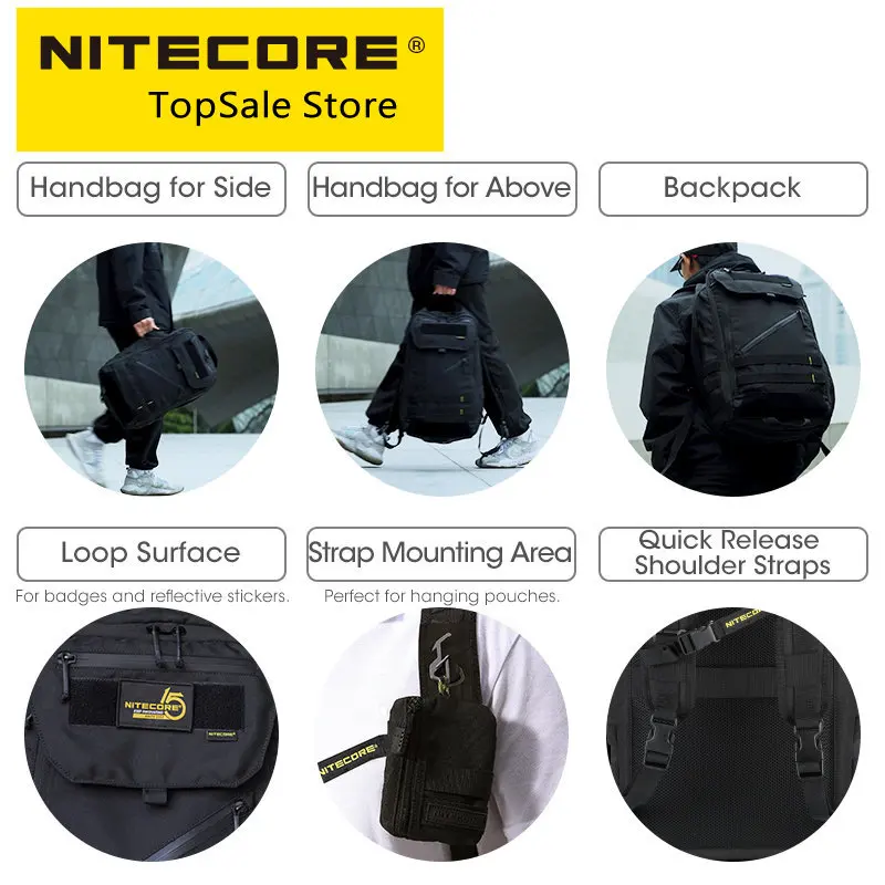 Nitecore BP23 23L Waterproof Commuter Backpack Overnighter Trekking Fishing Sport Travel Backpacks 600D for 15.6 Laptop Tablet